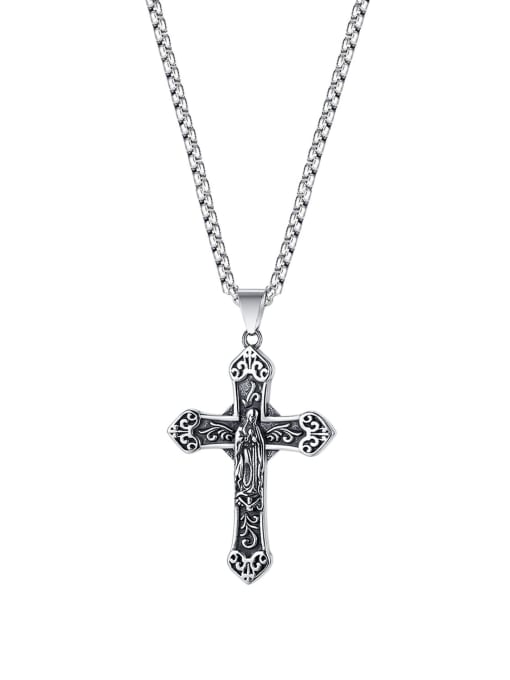 2006 [pendant  chain 3*55cm] Titanium Steel Cross Hip Hop Regligious Necklace